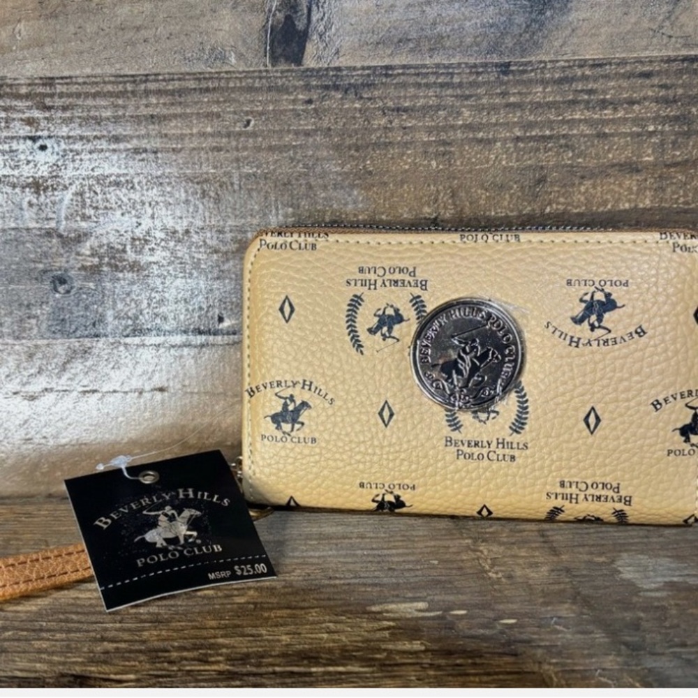 Beverly Hills Polo Club Beige Wristlet with Logo